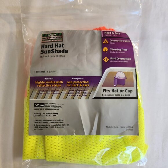 NEW MSA Safety 10098020 Hard Hat Sun Shade Protector Breathable Mesh Hi Viz Work - Picture 5 of 5